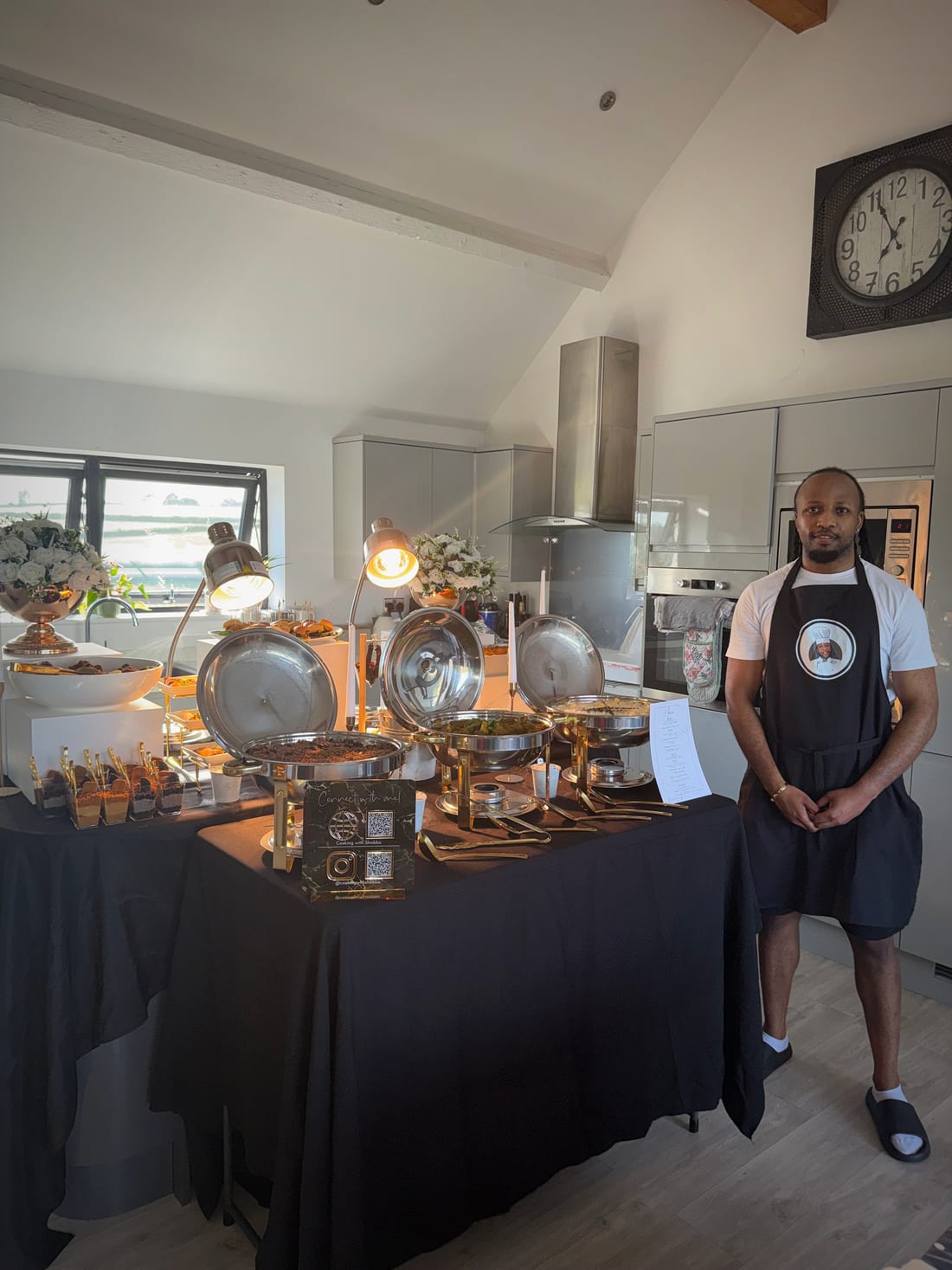 Cooking with Shabba — Shabba beside his luxury buffet table