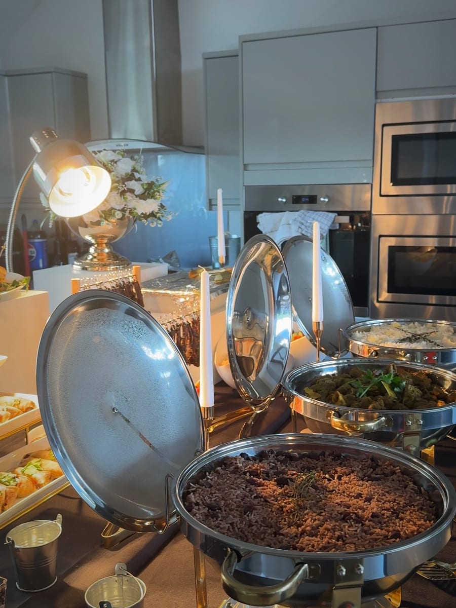 Cooking with Shabba — Caribbean rice and peas in a chafing dish
